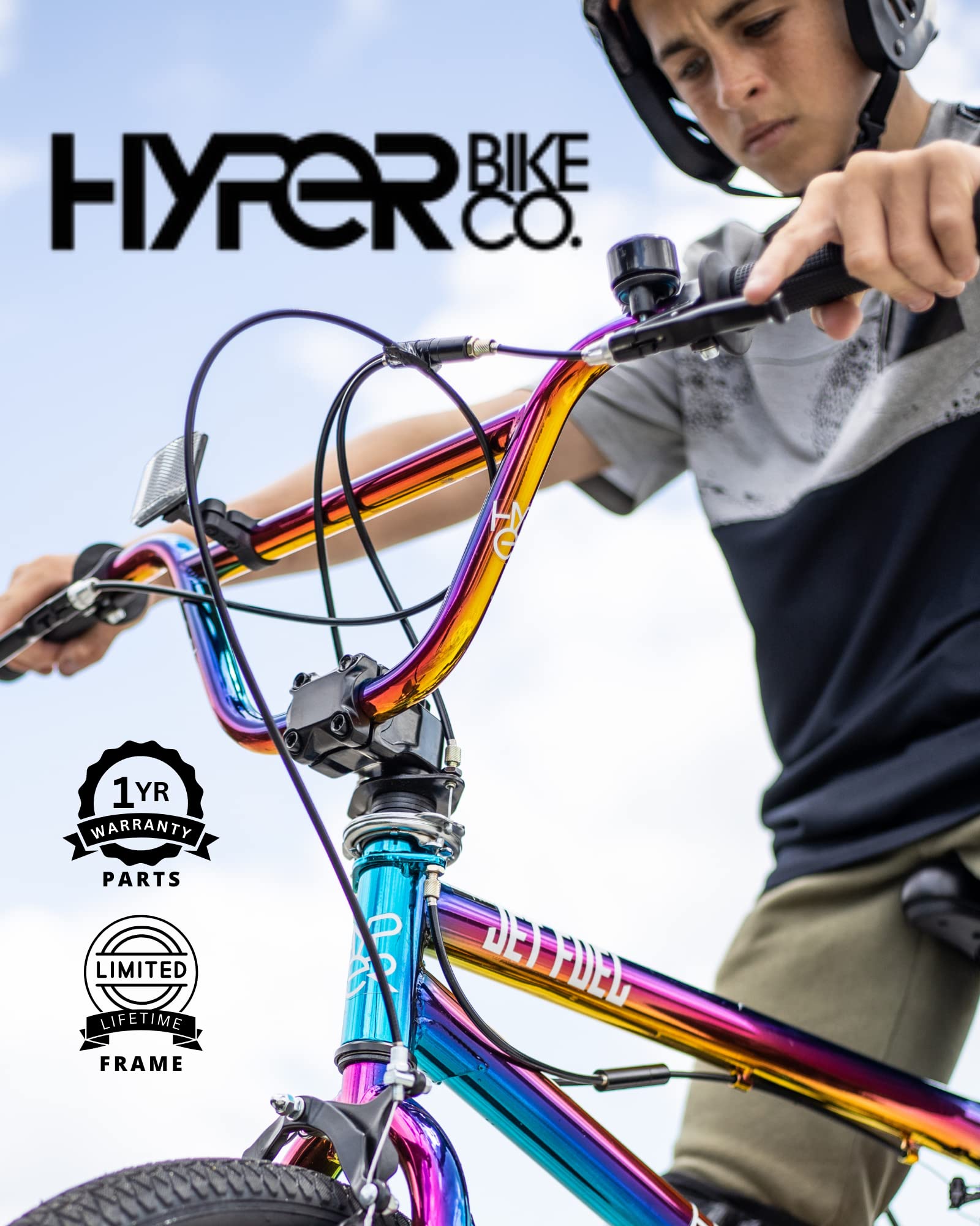 Hyper BMX Bike 20 Inch, Single Speed, Front and Rear Sprockets, Steel BMX Frame. 360 Handlebar Rotation. Park Ready Bicycle for Kids. Jet Fuel Finish