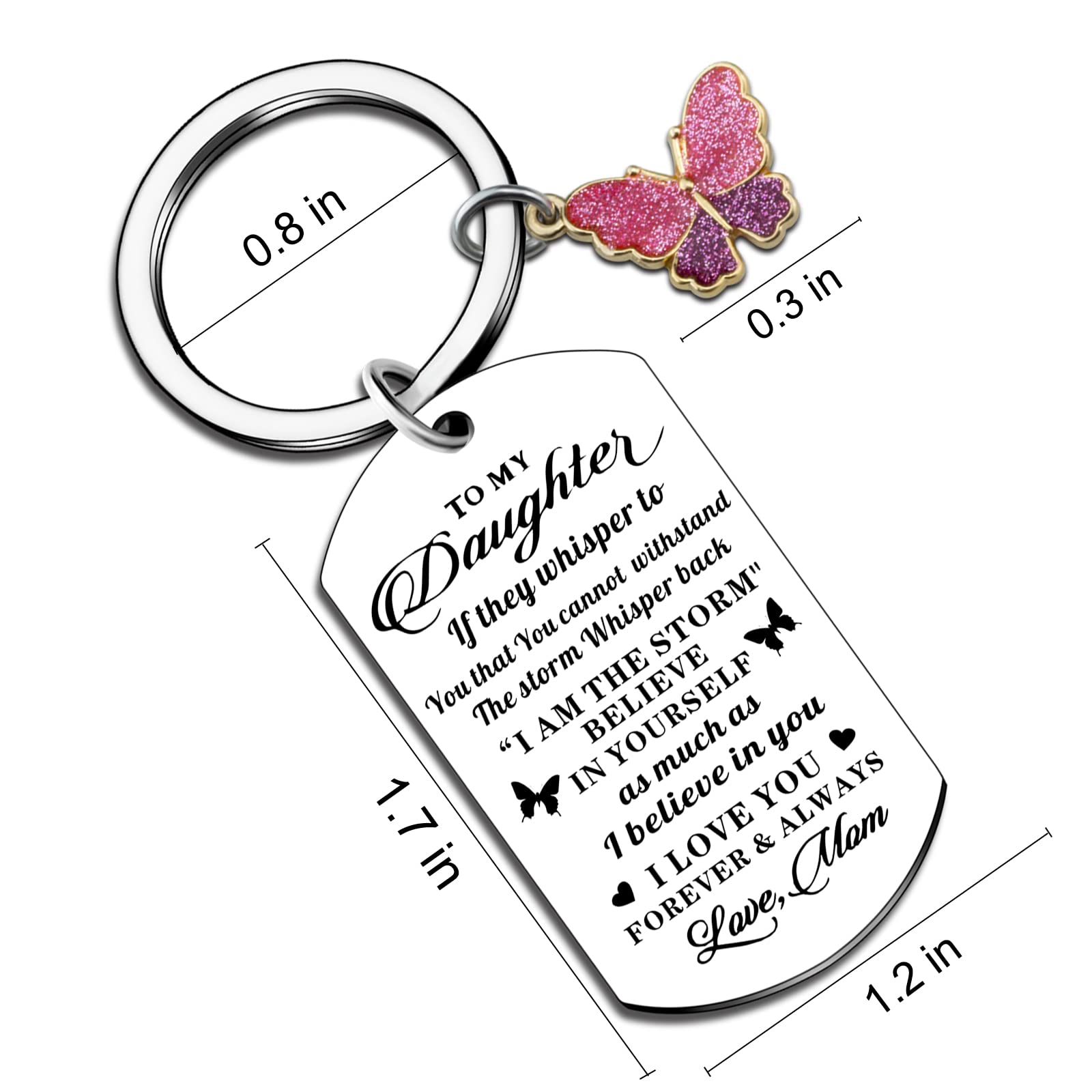 To My Daughter Keychain Daughter Gifts from Mom Birthday Gifts for Daughter Inspirational Gifts for Badass Daughter Back to School Teen Girls Accessories