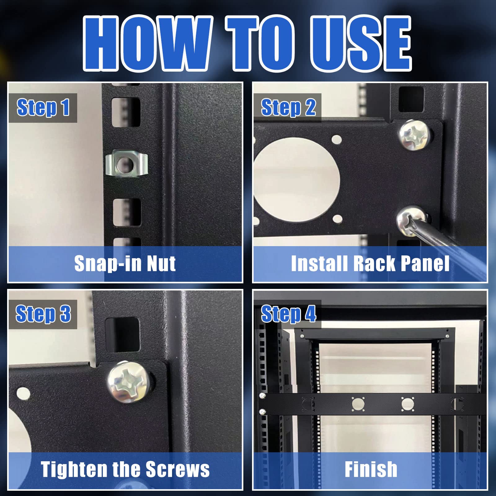 4-hole 1U Audio Rack Panel 4D Series Audio Rack XLR Patch Panel Punched Metal HDMI Rack Mount Panel Connectors Recording Studio Rack Accessories for 19 Inch Enclosure Server Computer Equipment Studio