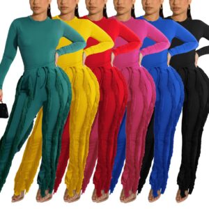 Vakkest Tassel Bodycon Long Pants Tracksuit Sets for Women Ladies Girls Females Two Piece Outfits Activewear Sweatpants