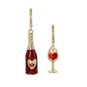 betsey wine mismatched earrings