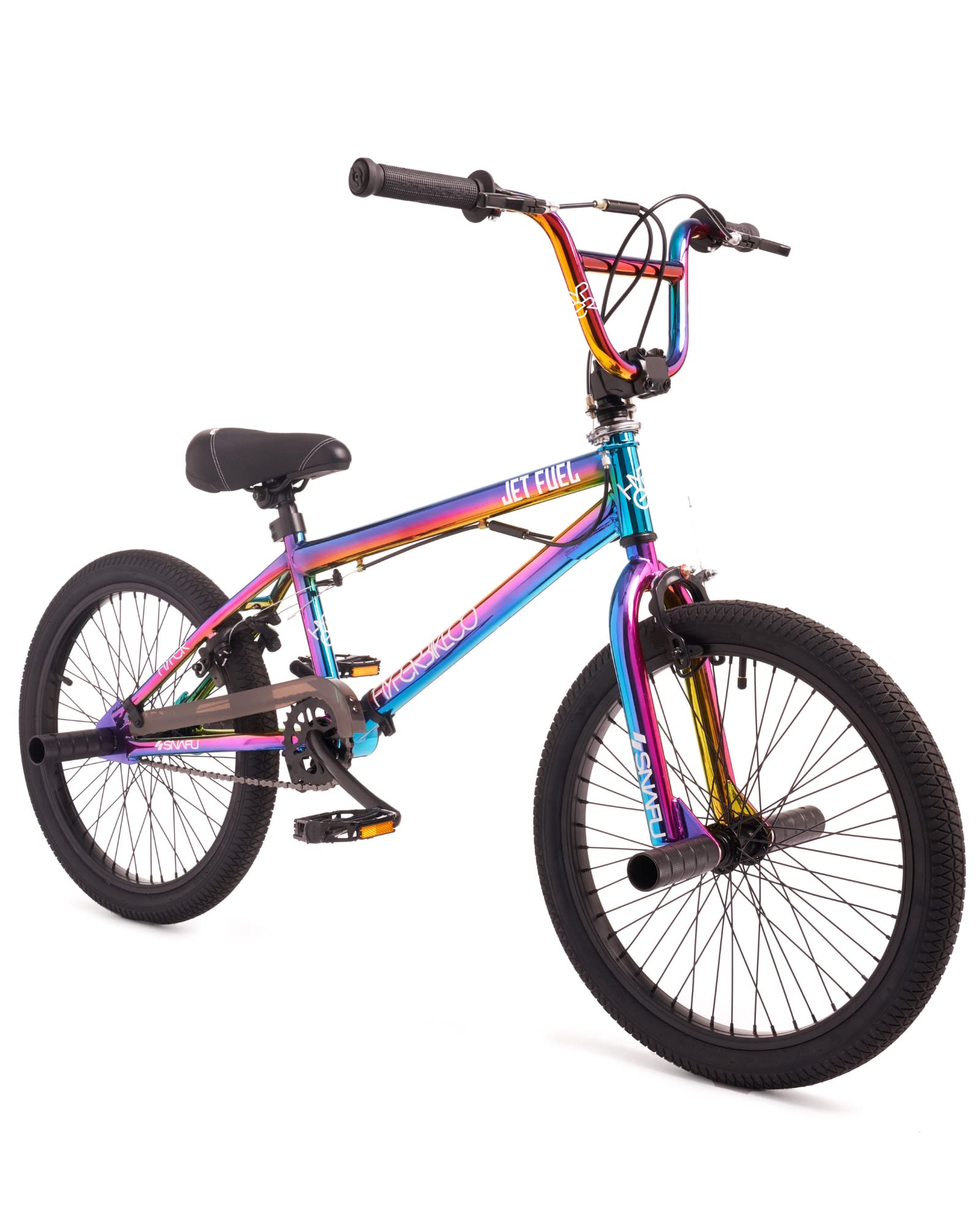 Hyper BMX Bike 20 Inch, Single Speed, Front and Rear Sprockets, Steel BMX Frame. 360 Handlebar Rotation. Park Ready Bicycle for Kids. Jet Fuel Finish