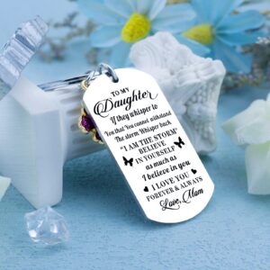 To My Daughter Keychain Daughter Gifts from Mom Birthday Gifts for Daughter Inspirational Gifts for Badass Daughter Back to School Teen Girls Accessories