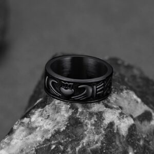 Black Stainless Steel Rings Masculine Wedding Eternity Band Engagement Promise Finger Charming Female Celtic Knot Design