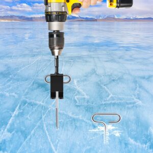 LFUTARI Ice Ancho Tool Kit,1pc Ice Anchor Drill Adapter with 4pcs Threaded Peg Ice Fishing Shelter Stake Nail, Universal Ice Fishing Anchors Tool Set for Ice Insert Sewing (Set 1)