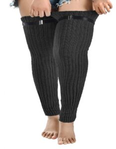 plus size thigh high leg warmers for thick thighs knitted striped extra long over knee footless socks with garter belt