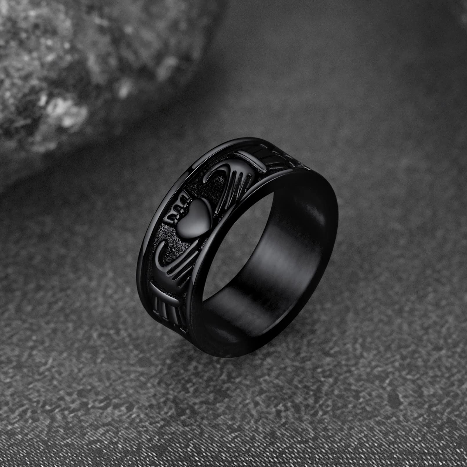 Black Stainless Steel Rings Masculine Wedding Eternity Band Engagement Promise Finger Charming Female Celtic Knot Design