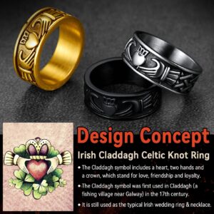 Black Stainless Steel Rings Masculine Wedding Eternity Band Engagement Promise Finger Charming Female Celtic Knot Design