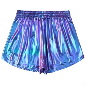 Women's Metallic Shorts Purple Mermaid Yoga Shiny Sparkly X Large Outfit Short Pants