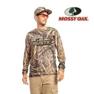 Holloway Men's Mossy Oak Momentum Long Sleeve Tee, Mo Elements Aqua Blackfin, X-Large