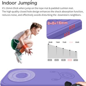 LERYG Jump Rope Mat Shockproof Exercise Skipping Mat All-Purpose Extra Thick High Density Anti-Tear Exercise Yoga Mat, Non Slip Jump Rope Mat for Indoor and Outdoor in Purple