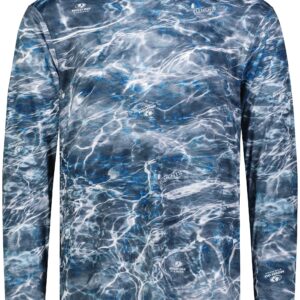 Holloway Men's Mossy Oak Momentum Long Sleeve Tee, Mo Elements Aqua Blackfin, X-Large