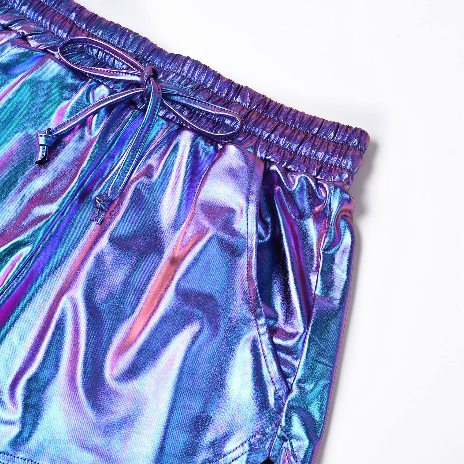 Women's Metallic Shorts Purple Mermaid Yoga Shiny Sparkly X Large Outfit Short Pants