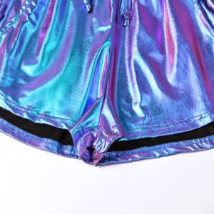 Women's Metallic Shorts Purple Mermaid Yoga Shiny Sparkly X Large Outfit Short Pants