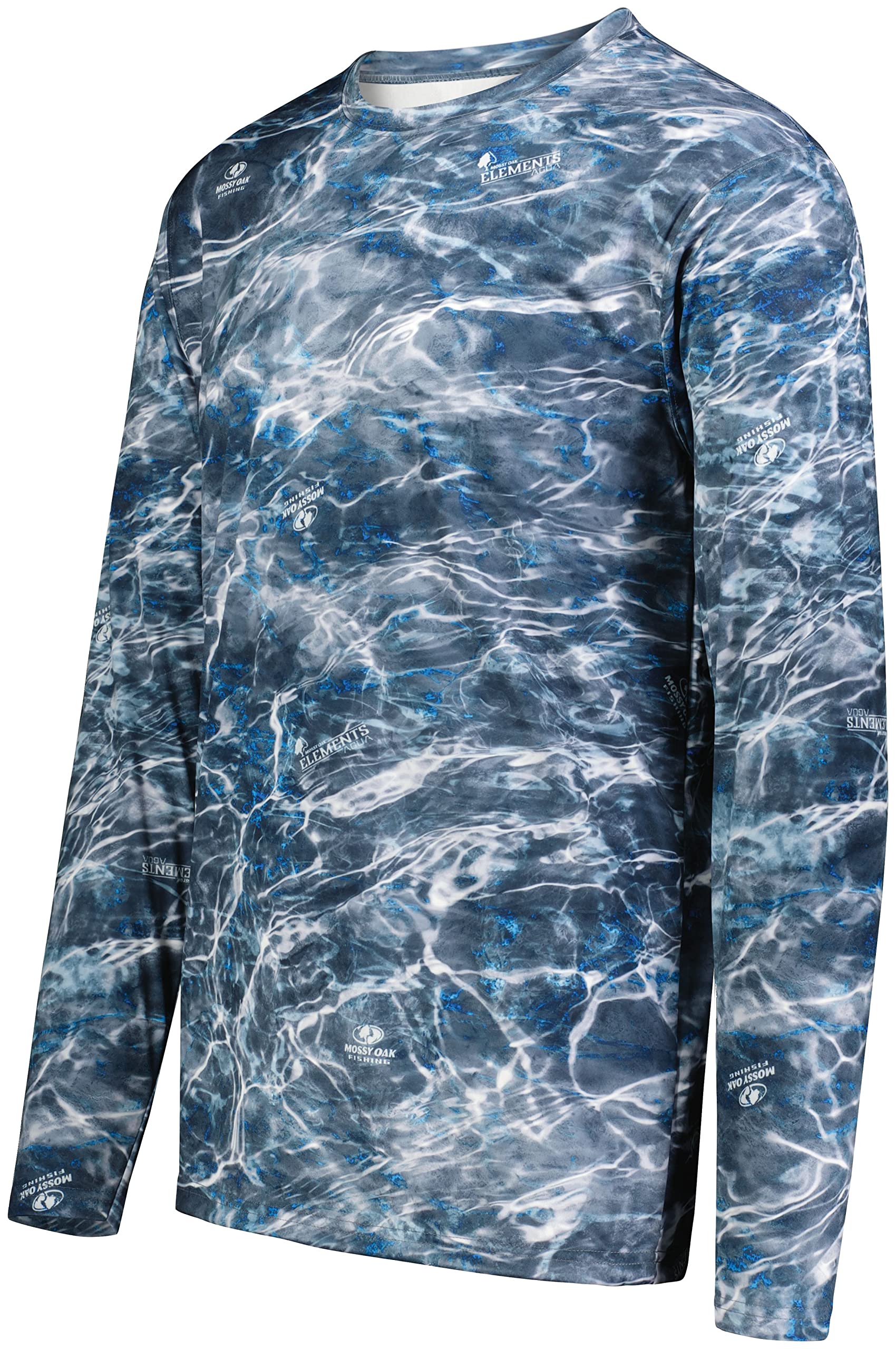 Holloway Men's Mossy Oak Momentum Long Sleeve Tee, Mo Elements Aqua Blackfin, X-Large