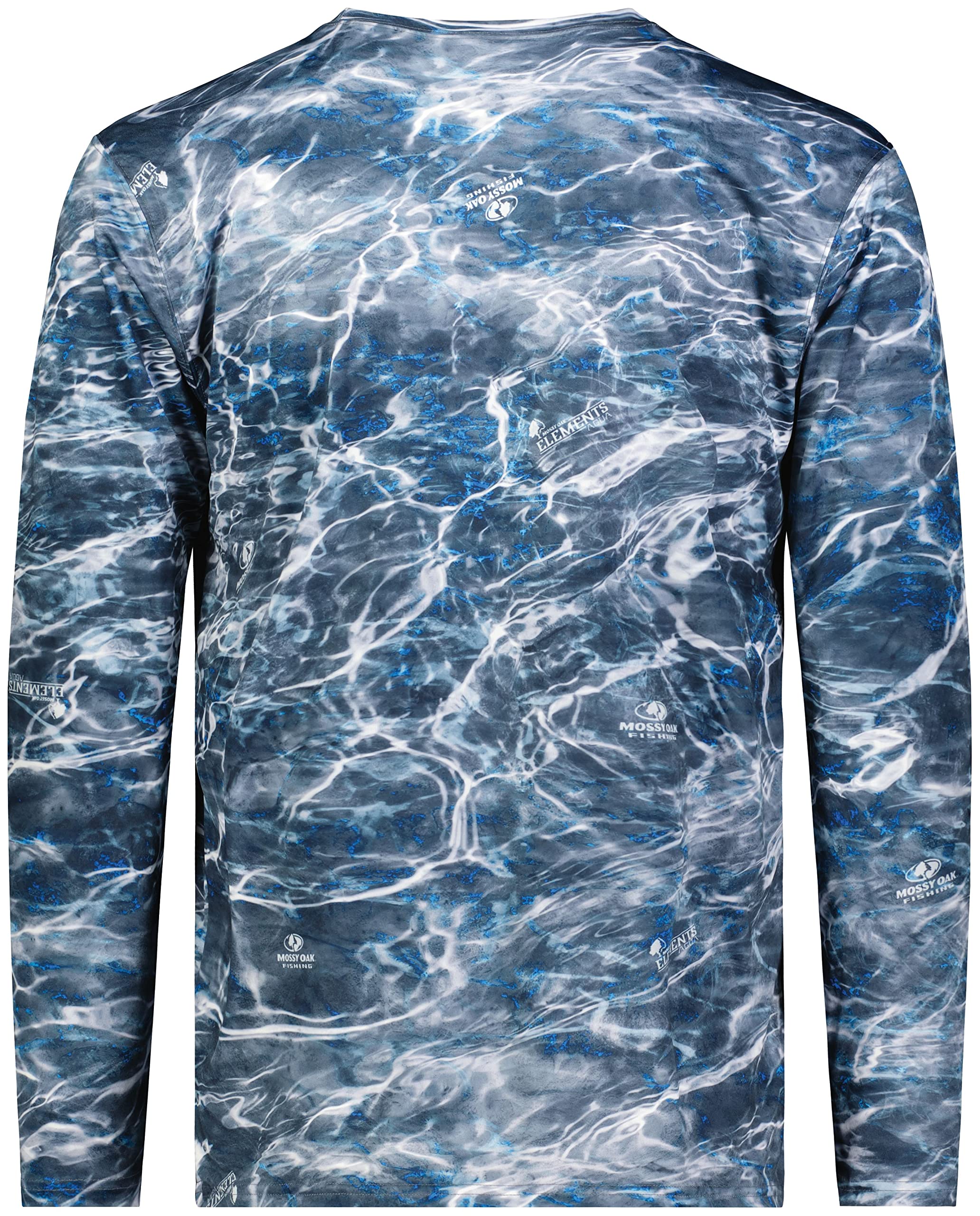 Holloway Men's Mossy Oak Momentum Long Sleeve Tee, Mo Elements Aqua Blackfin, X-Large