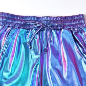 Women's Metallic Shorts Purple Mermaid Yoga Shiny Sparkly X Large Outfit Short Pants