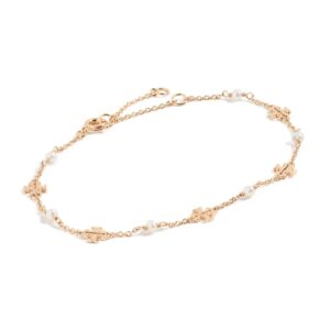 Tory Burch Women's Kira Pearl Delicate Chain Bracelet, Tory Gold/Pearl, One Size