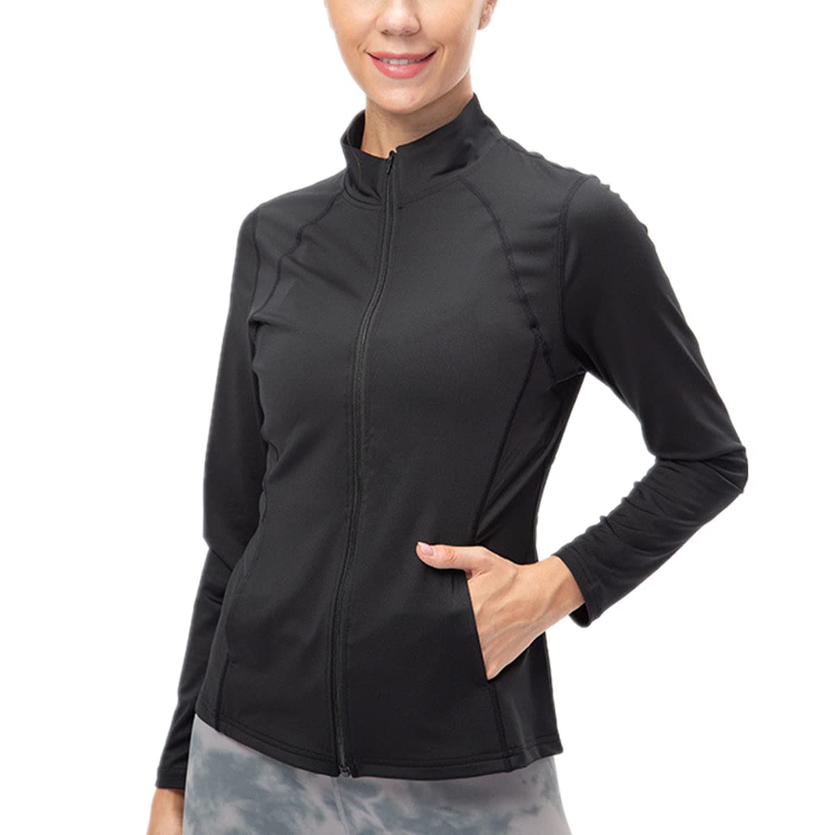 Daysskk Workout Jackets for Women Full Zip Running Jackets for Women Lightweight Womens Yoga Jackte Slim Fit Zip Up Jackets for Women Athletic Black S