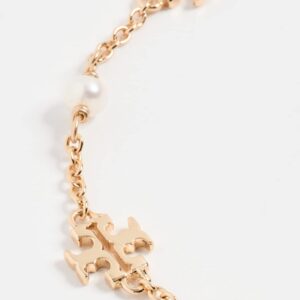 Tory Burch Women's Kira Pearl Delicate Chain Bracelet, Tory Gold/Pearl, One Size