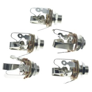 KAISH Premium 5pcs Brass American Thread Audio 1/4" Female Stereo Jack Socket 6.35mm Output/Input Jack TRS Stereo Panel Mount Jack Socket for Guitar/Bass/Pedals/Microphone