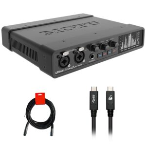 motu ultralite-mk5 desktop 18x22 usb type-c audio/midi interface bundle with iogear usb type-c to usb type-c cable and 20" xlr-xlr cable