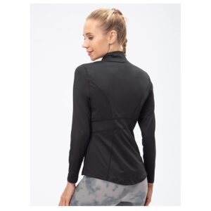 Daysskk Workout Jackets for Women Full Zip Running Jackets for Women Lightweight Womens Yoga Jackte Slim Fit Zip Up Jackets for Women Athletic Black S