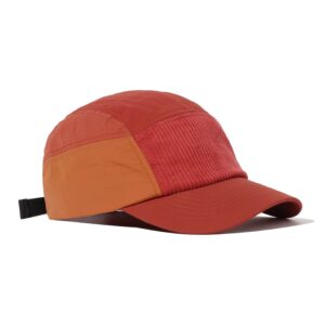 Croogo Camper 5-Panel Cap Waterproof Baseball Cap Nylon Lightweight Running Caps Five Panel Snapback Hats Unisex,Orange-WBBC8