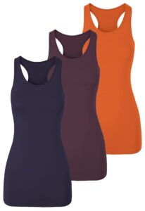 taipove racerback basic cotton long tank tops sleeveless yoga gym shirt for women layering camisole summer 3packs