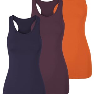 TAIPOVE Racerback Basic Cotton Long Tank Tops Sleeveless Yoga Gym Shirt for Women Layering Camisole Summer 3packs