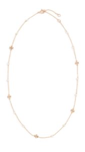 tory burch women's kira pearl delicate necklace, tory gold/pearl, one size