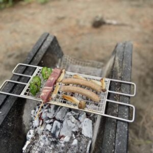 CAMPINGMOON 304 Stainless Steel Cooking Grates for Camping Stove Grill Campfire Open Fire with Carry Bag MTG-C (L 15.7 x W 5.1 Cooking grate (MTG-D))