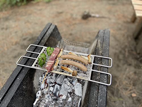 CAMPINGMOON 304 Stainless Steel Cooking Grates for Camping Stove Grill Campfire Open Fire with Carry Bag MTG-C (L 15.7 x W 5.1 Cooking grate (MTG-D))