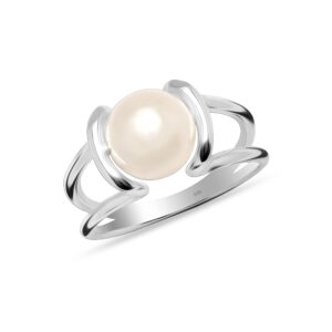 LeCalla 925 Sterling Silver Ring for Women Hypoallergenic Jewelry 9 MM Pearl Pearl Rings for Women Size - 8