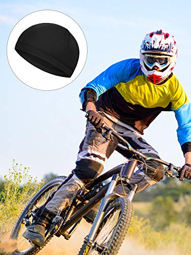 Boao 6 Pieces Skull Caps Helmet Liner Sweat Wicking Cap Running Hats Cycling Skull Caps for Men Women (Black, X-Large)