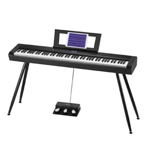 Starfavor 88 Key Full-Weighted Digital Piano, Electric Piano Keyboard for Beginner, Dual 30W Speakers, Graded Hammer Action 88 Keys, Triple Pedal, Bluetooth/USB/MIDI, Retro Matte Black