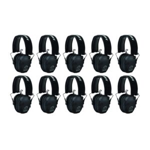 walkers razor slim ultra low profile compact design adjustable range shooting hunting hearing protection electronic earmuffs (black) 10-pack