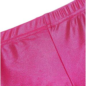 NewL Kids Girl Elastic Waist Shiny Metallic Ballet Dance Shorts Bottoms for Sports Yoga Gymnastic Workout (Rose Red, 5-6 Years)