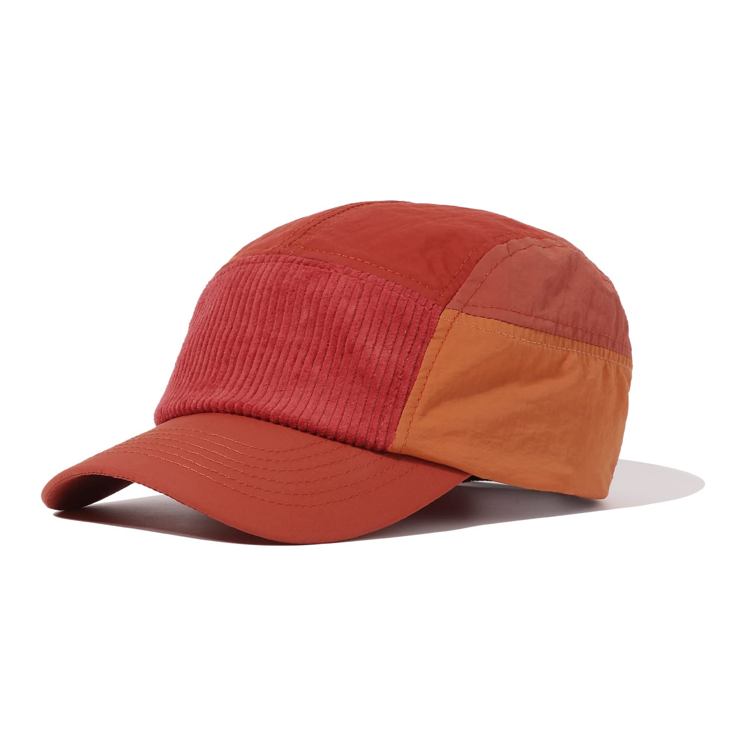 Croogo Camper 5-Panel Cap Waterproof Baseball Cap Nylon Lightweight Running Caps Five Panel Snapback Hats Unisex,Orange-WBBC8