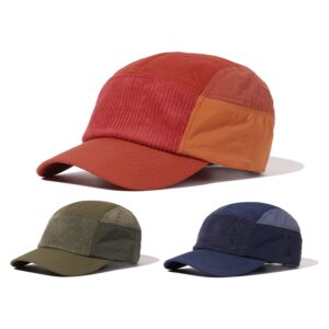 Croogo Camper 5-Panel Cap Waterproof Baseball Cap Nylon Lightweight Running Caps Five Panel Snapback Hats Unisex,Orange-WBBC8