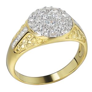 Iced CZ Nugget Ring - Men's 14k Gold Over Real 925 Sterling Silver Ring - Micropave Baguette Ring - Pinky Or Any Other Finger Ring (11)