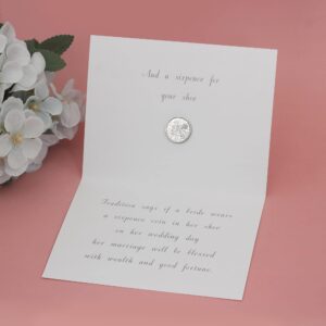 IMOMOTO Sixpence Coin for Bride’s Shoe with Wedding Card, Something Old, Something New, Something Borrowed, Something Blue, and a Sixpence for Her Shoe (1954~1967)