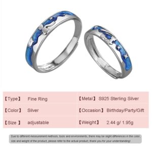 YUEJEWELRY European The Little Prince and Fox S925 Sterling Silver Couple Finger Ring Enamel For Women Birthday Jewelry Gift Adjustable (Prince)