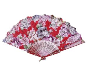 prylio foldable fan folding hand fan pattern hand fan silk bamboo folding hand folded for church wedding dance party colorful lace silk folding fan handheld fans (color : a6)