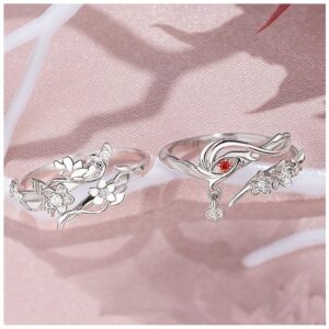 Heaven Official's Blessing: Tian Guan Ci Fu 925 Sterling Silver Finger Ring Cosplay Figure Jewelry, (A pair)