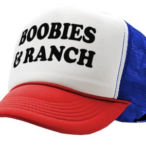 Boobies and Ranch - Vintage Retro Style Trucker Cap Hat (R W B)