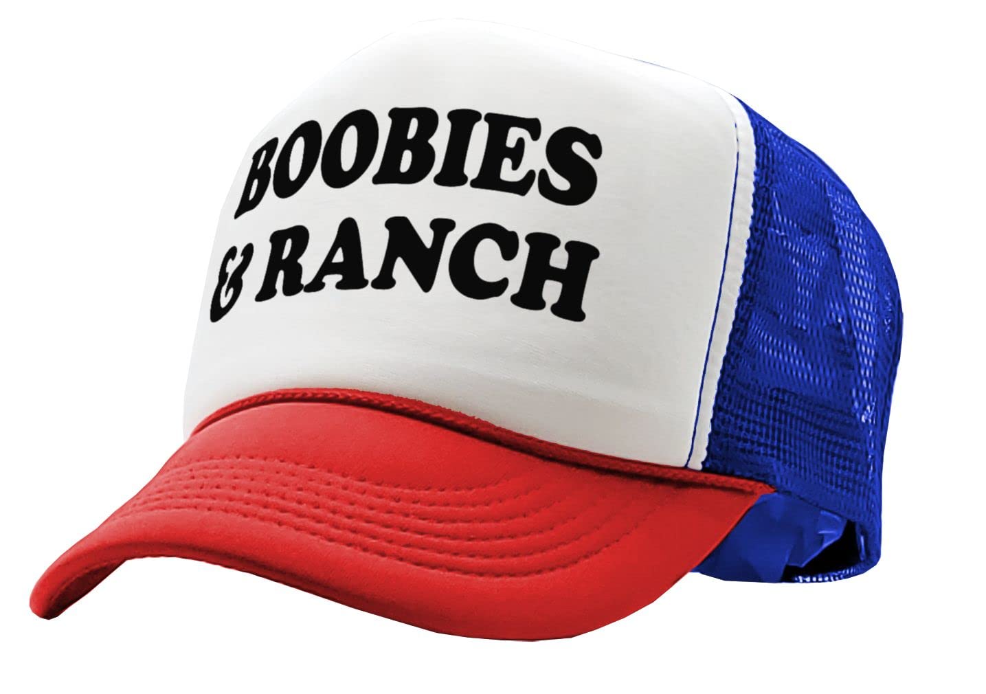 Boobies and Ranch - Vintage Retro Style Trucker Cap Hat (R W B)