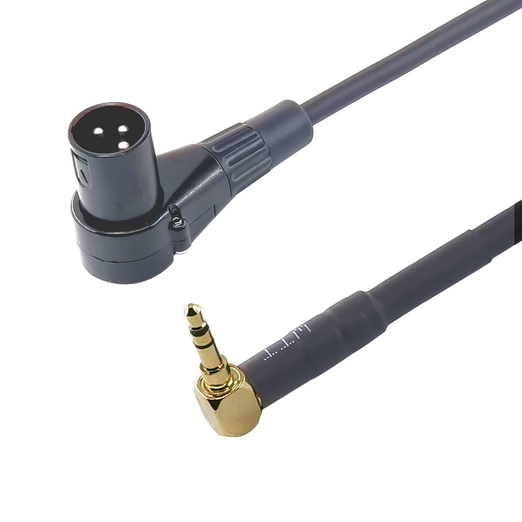 WJSTN Right Angle Male XLR to 3.5mm Adapter,3.5mm (1/8 Inch) TRS to XLR Stereo Male to XLR Male Cable (1feet)