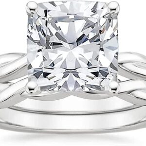 Moissanite World Cushion Brilliant Cut 5 Carat, Diamond Ring Set, Wedding Ring Set, Moissanite Engagement Ring Set for Women, 925 Sterling Silver, for Her (8)