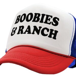 Boobies and Ranch - Vintage Retro Style Trucker Cap Hat (R W B)